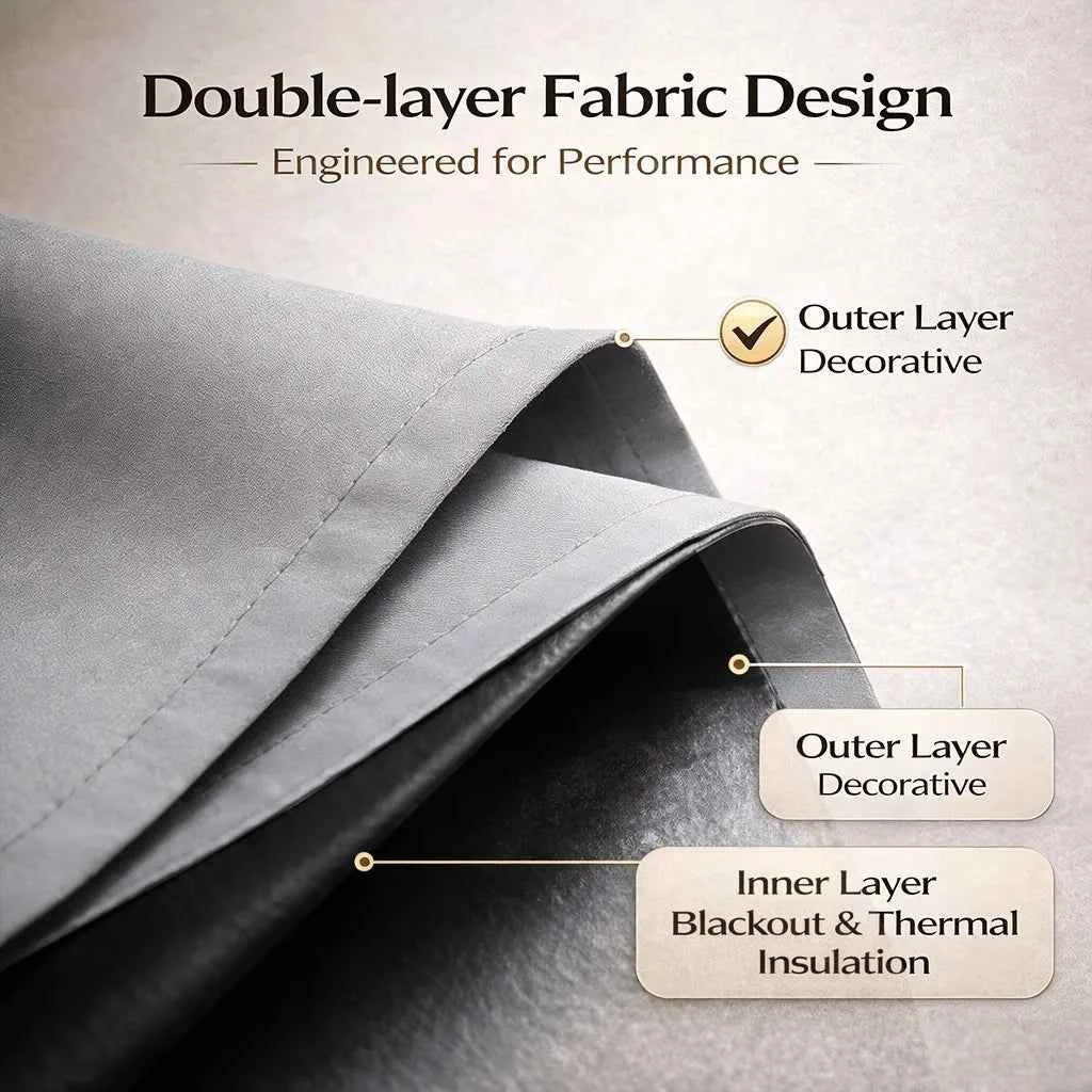 4 Panels 100% Blackout Curtains, Heat Insulation, Noise Reduction. Privacy Protection. Room Darkening Decor. Thermal Grommet, Light Blocking, Washable.