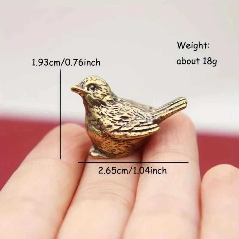 1 brass sparrow figurine, Christmas tea pet. Desktop home decoration, Personalized