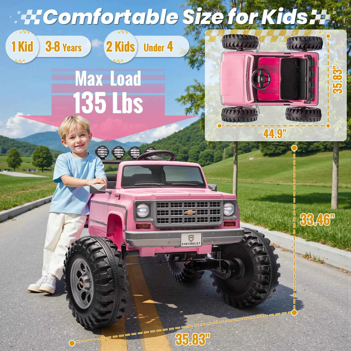 Licensed Chevrolet Cheyenne 24V Ride on Car. 4X200W Motor Remote Control. Decoration Streamer. 24 Volt Ride on Toys for Kids