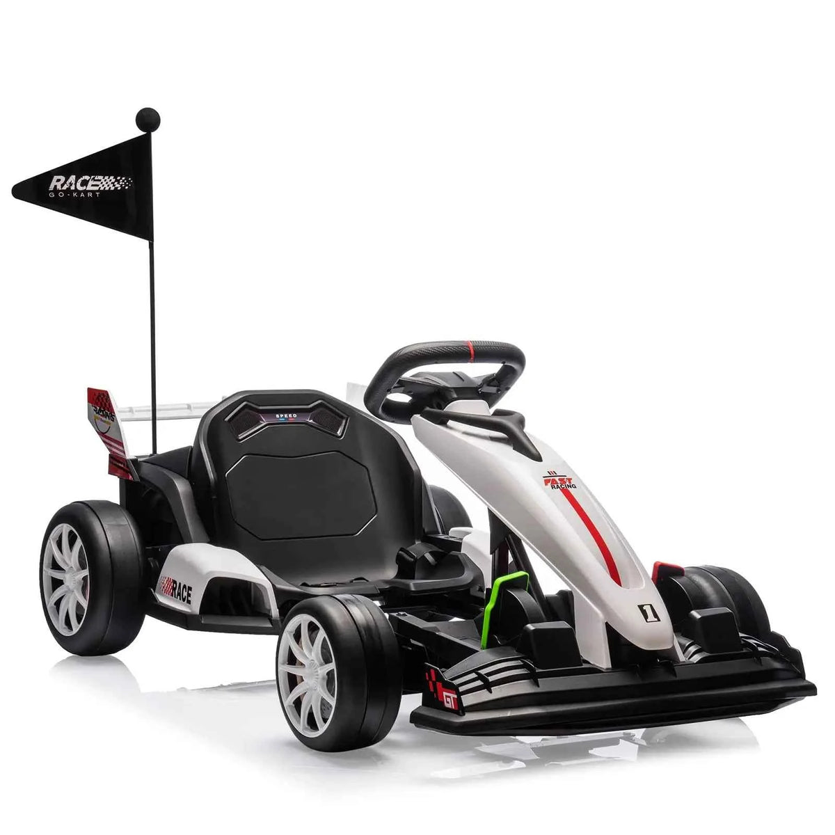 24V Electric Drift Go Kart For Kids, 400W Ride On Racing Car, 7.5 MPH Outdoor Drifting Toy With Adjustable Frame, Brake & Belt