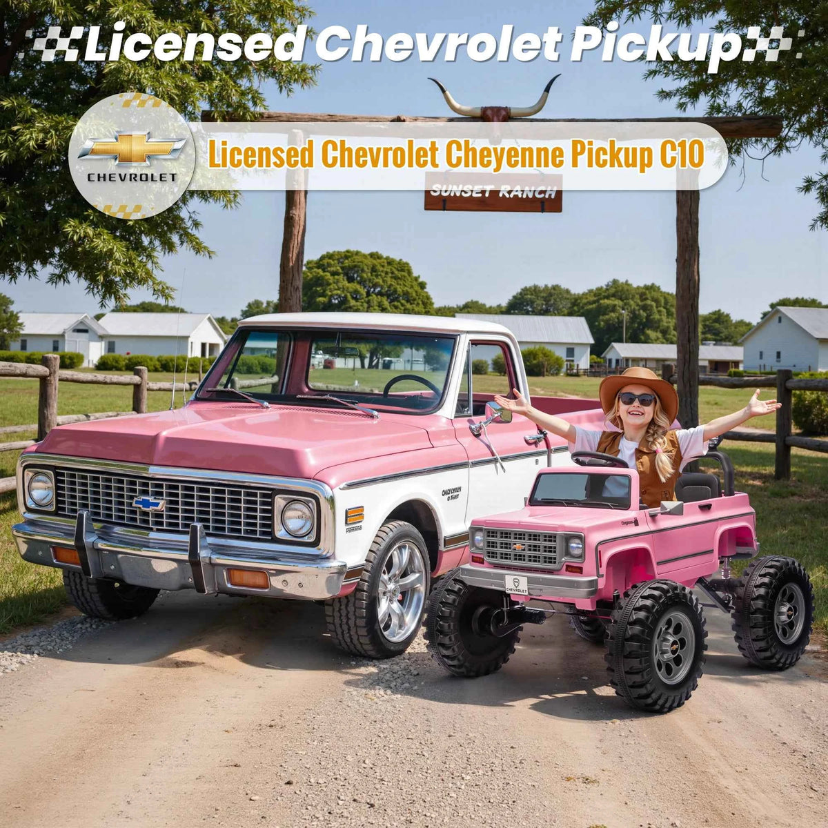 Licensed Chevrolet Cheyenne 24V Ride on Car. 4X200W Motor Remote Control. Decoration Streamer. 24 Volt Ride on Toys for Kids