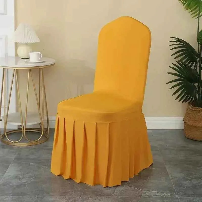 50/100pcs Pleated Skirt Spandex Chair Cover. Hotel Banquet, Party Events, Wedding Decoration. Dining Room Seat Protector Covers