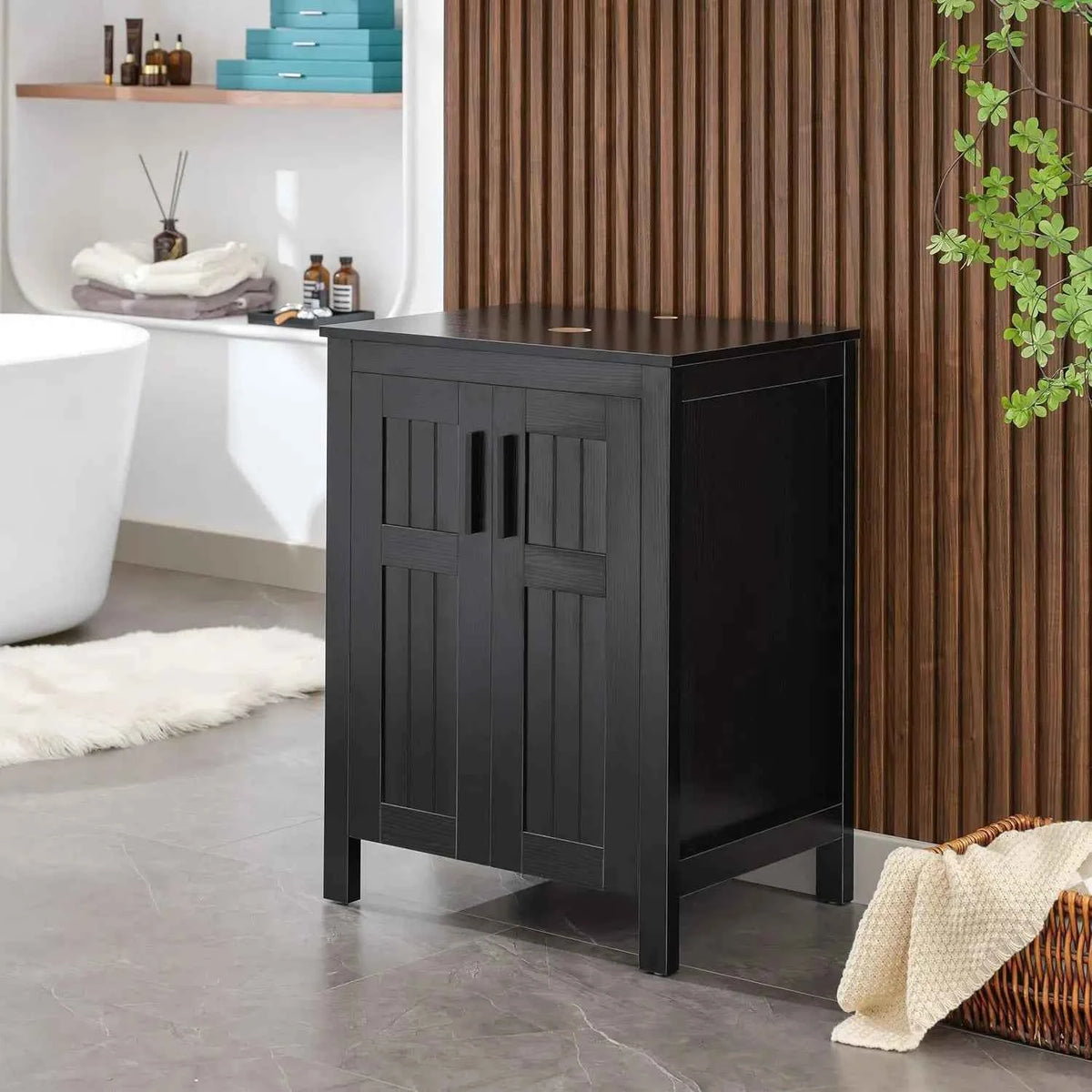 Black 24" Bathroom Vanity with Sink Combo,Modern Vanity with Vessel Sink,Stylish Bathroom Vanity Cabinet,Grooved, Customized