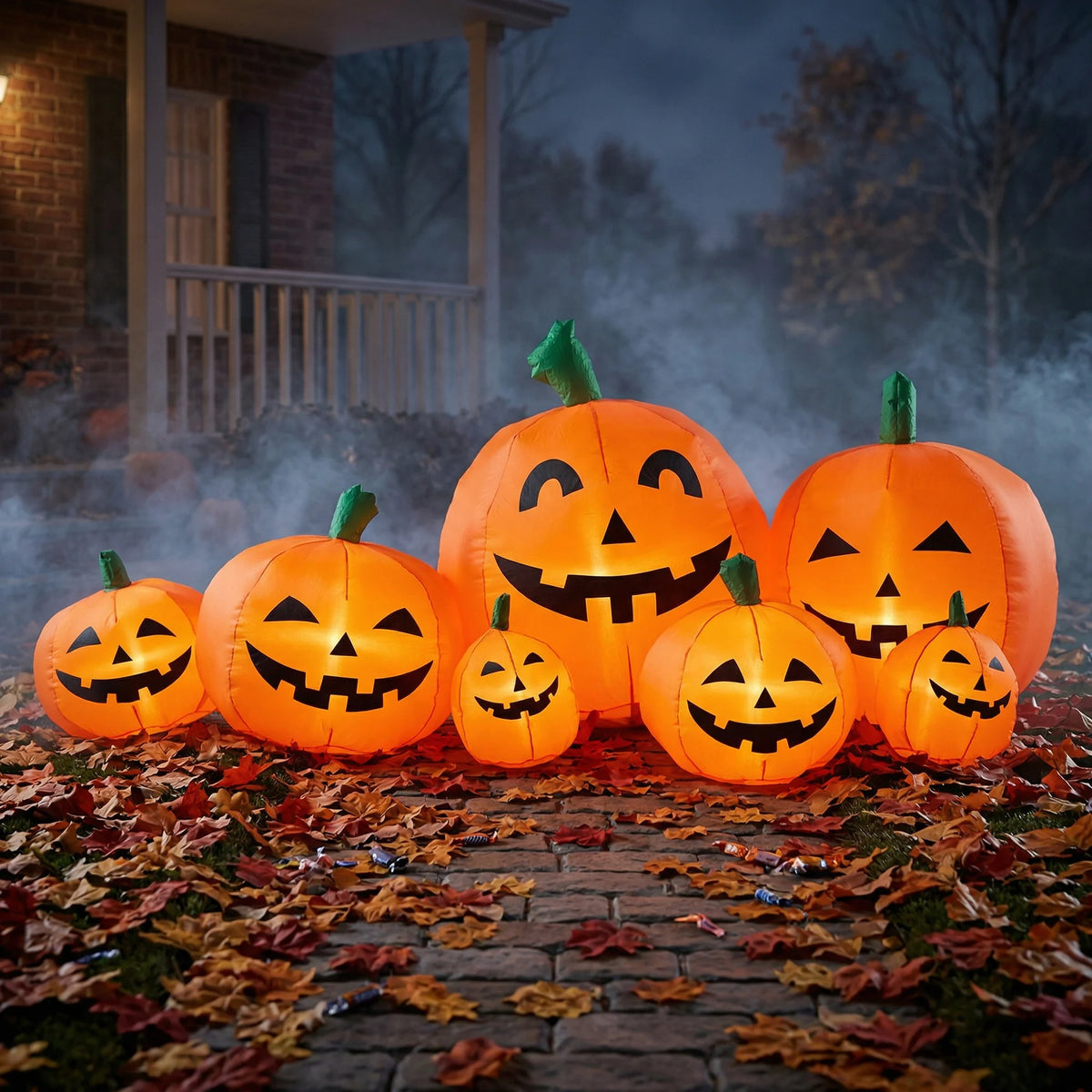 Inflatable Halloween Pumpkin with LED Lights, 7.5ft Outdoor Holiday Yard Decoration for Fall and Thanksgiving, 230cm 0.8A Fan 1000mA Transformer Lawn Festival Display Equipment