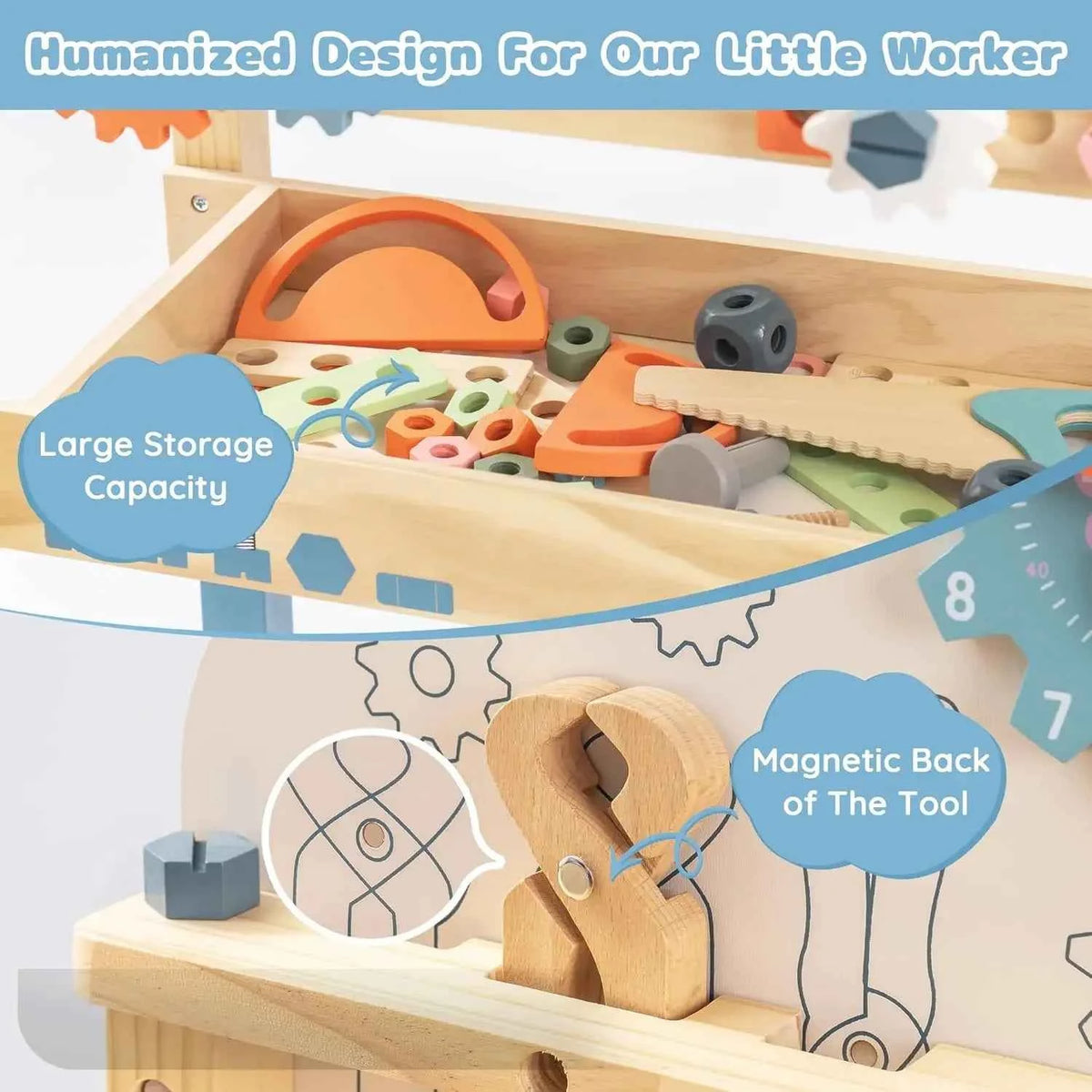 Robotime Robud Kids Tool Bench Set with Large Wooden Work Bench. Kid Toys Tool Set  for Boys & Girls  3 +