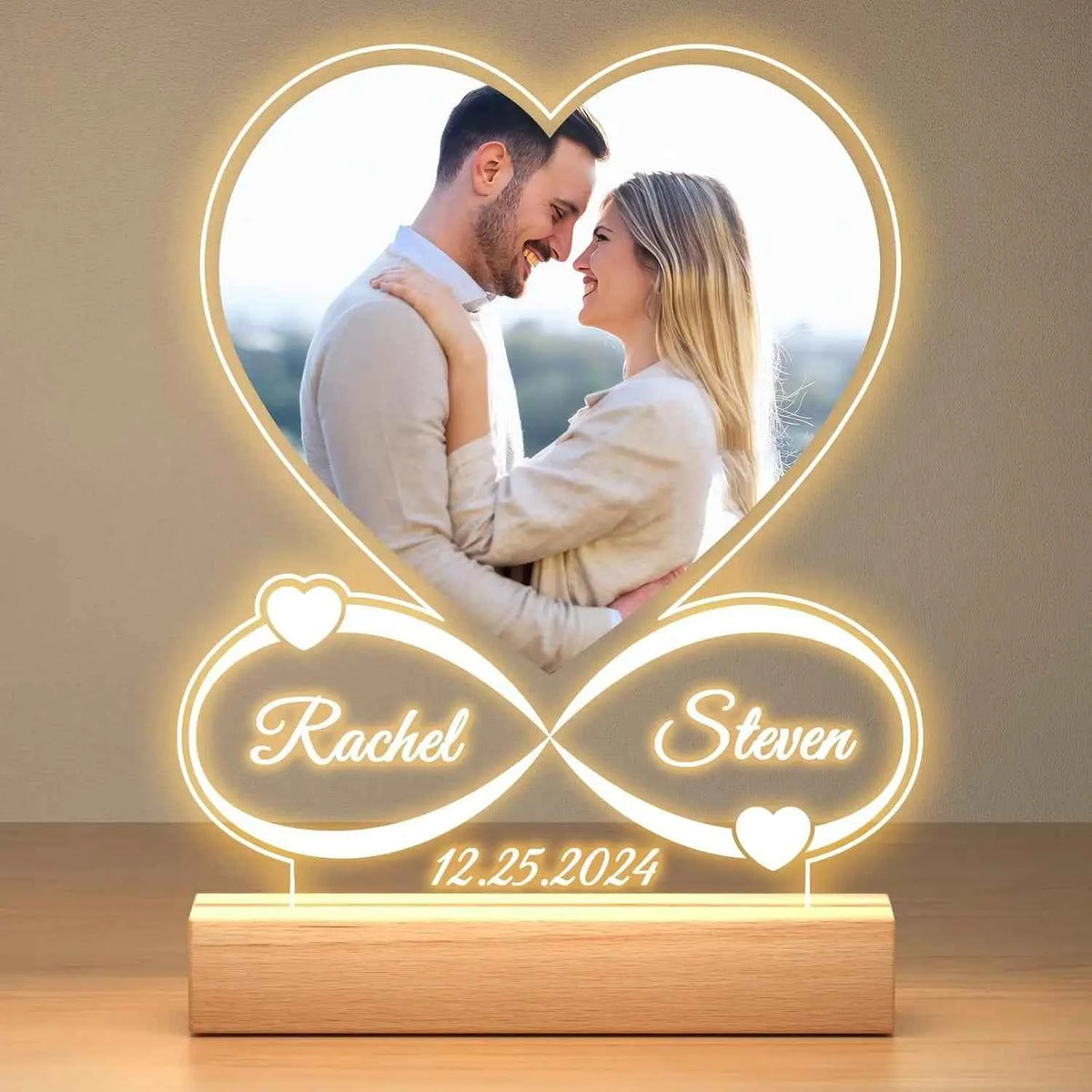 Custom Couple Acrylic Plaque With Picture Frame. Personalized Photo Frame for Anniversary, Wedding, Couple Romantic Keepsake Gift
