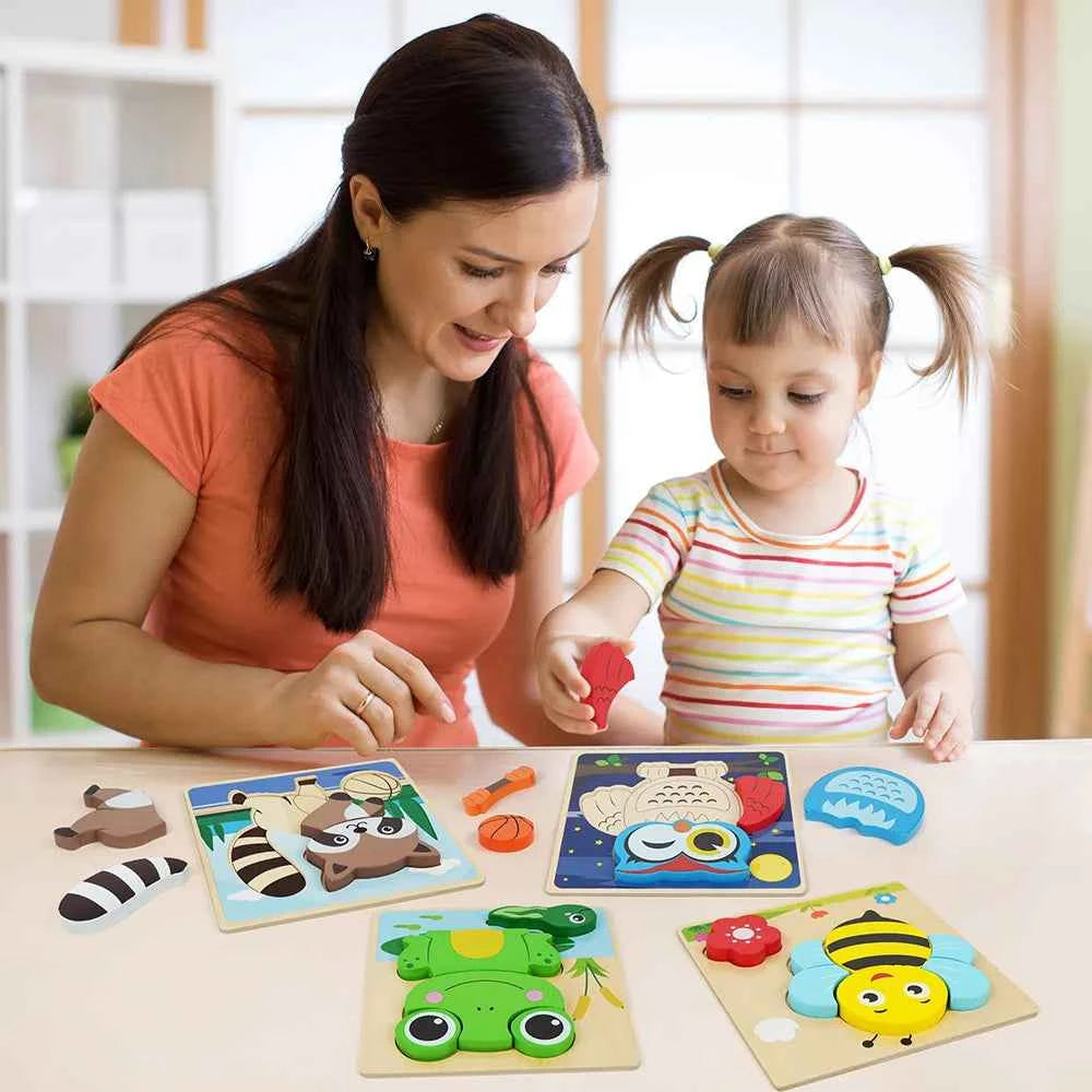 8 Pack Animal Wooden Puzzles Toys For Toddlers, Educational. Great for  Christmas, Birthday, & Thanksgiving Gifts