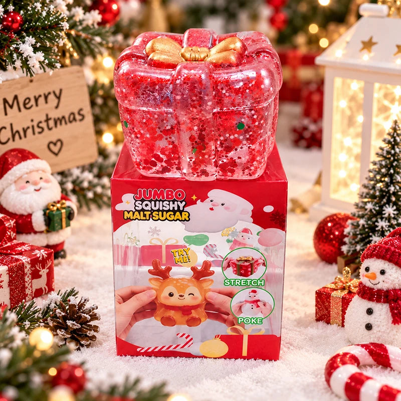 Limited Christmas Dumplings Squishy Glitter Maltose Snowman Set.  Squeeze and  Stress Relief Toys