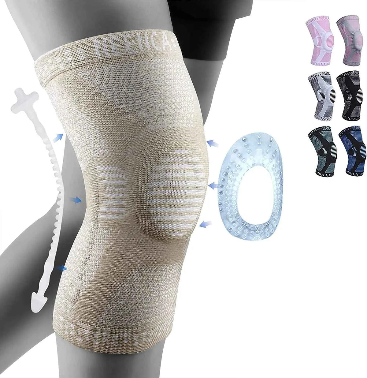 NEENCA Copper Knee Brace Knee Support with Patella. Gel Pad &Side Stabilizers for Knee Pain. Sport, Arthritis, ACL  and Joint Pain Relief
