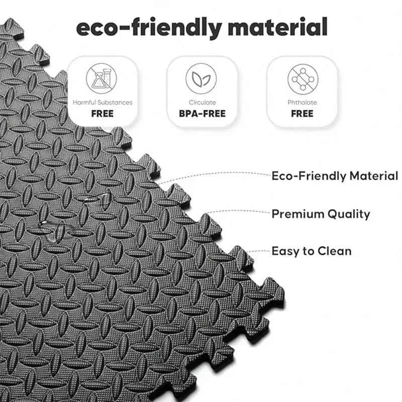 24 Pcs Non-Slip EVA Floor Mats, Waterproof Foam Mat For Living Room Bedroom, Interlocking Carpet Tiles With Border, Anti-Fatigue Standing Mat For Kitchen, Black