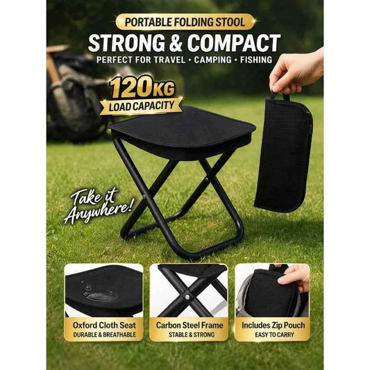 Collapsible Camping Stool with Storage Bag. Lightweight Portable 330 Lbs for Travel, Fishing, Picnic
