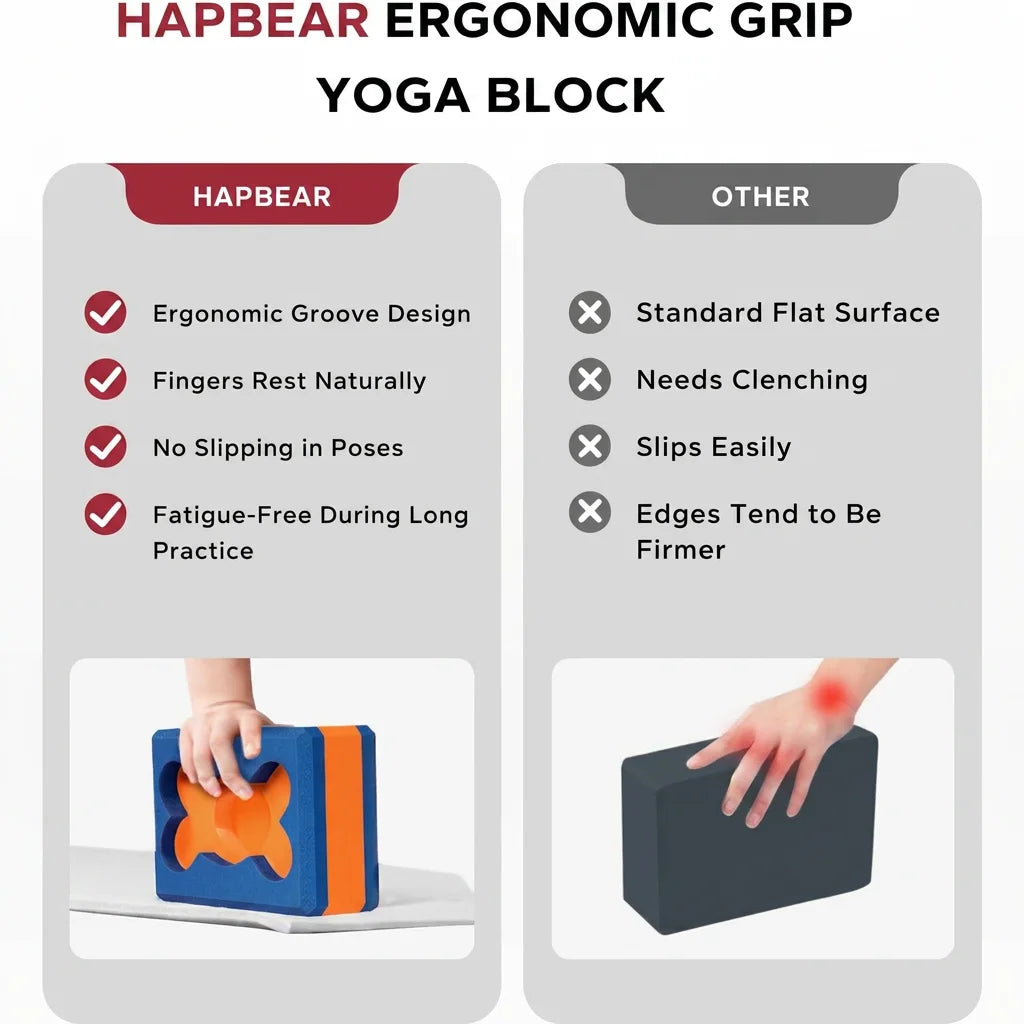 HAPBEAR  Yoga Blocks - Made from High-Density Foam, Lightweight, Supportive, And Odor-Free - Essential Yoga Gear for Women or Men, Gym