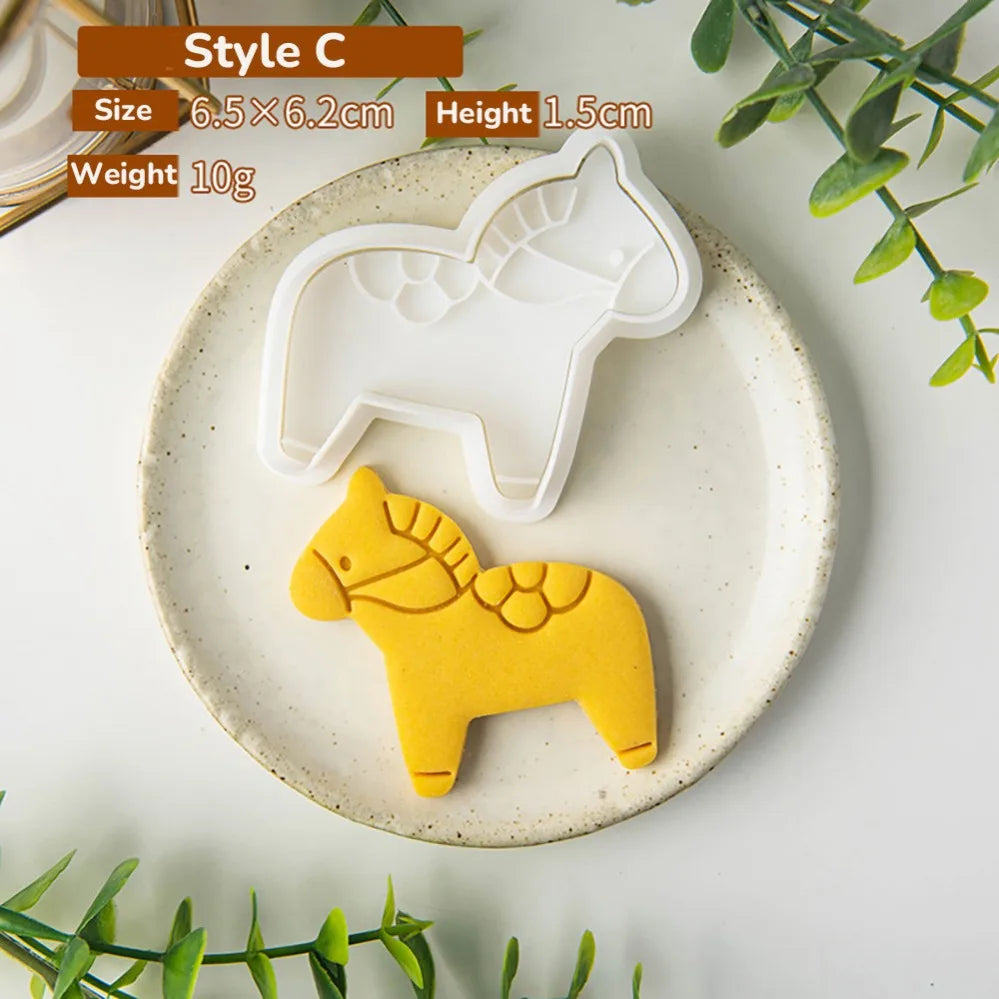 Cartoon Horse Cookie Mold Stamp. New Year Cookie Cutters, Biscuit Mold, Kitchen Baking Pastry Bakeware. DIY Tools