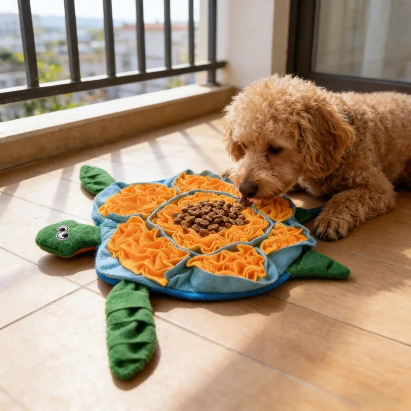 BOOTEELY Pet Sniffing Mat Turtle Design.  Dog Puzzle Feeder, Washable. Foraging Pad for Boredom & Anxiety Relief