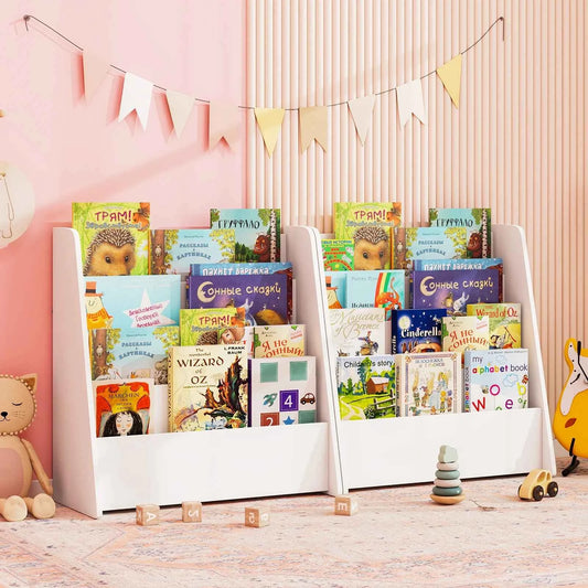 4-tier Kids or Toddlers Wooden Bookshelf  w/ Deep Shelves. Natural
