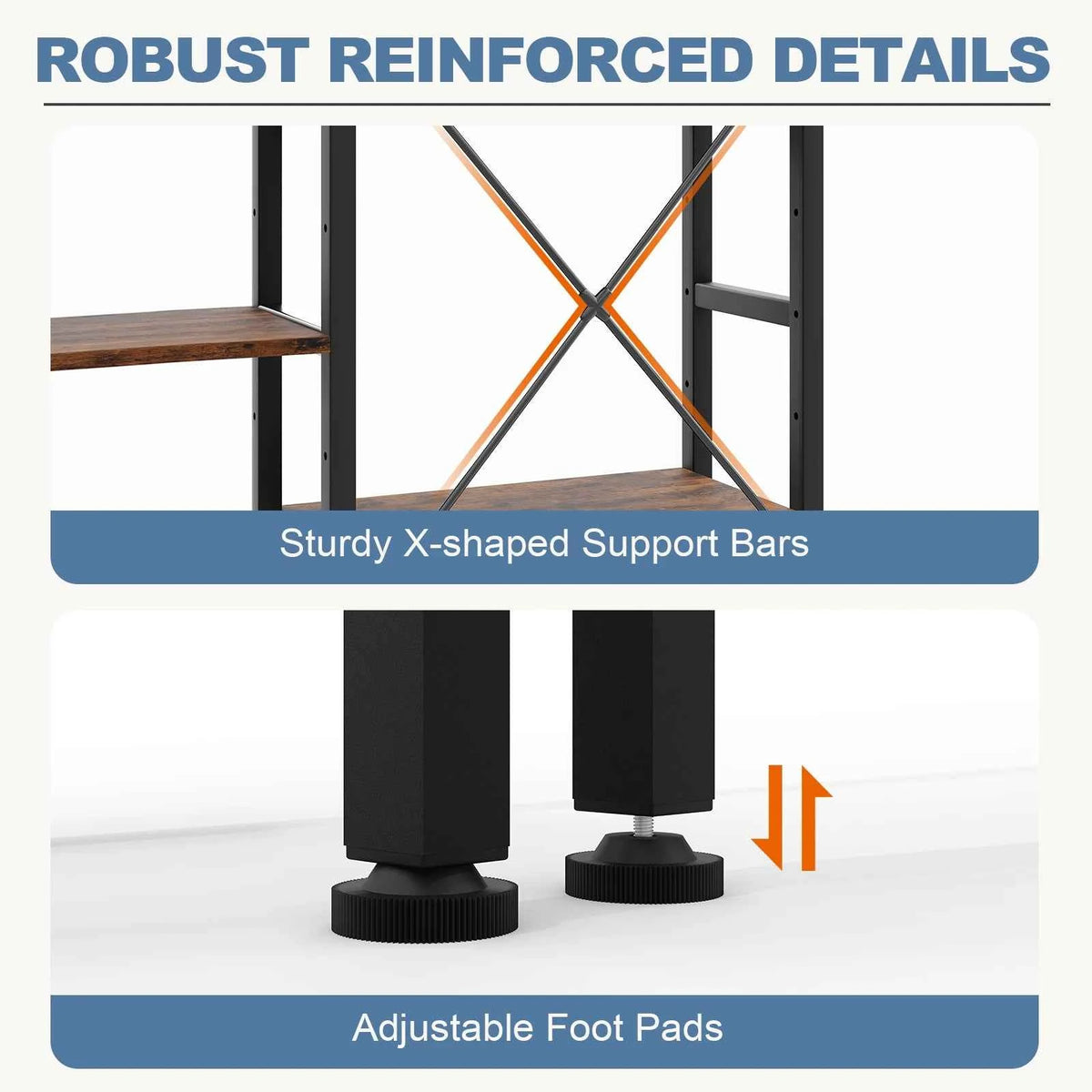 JHK 4 Tier Wide Display Bookshelf Combination. Adjustable Shelf Storage. Stable Frame with Graduated Shelves