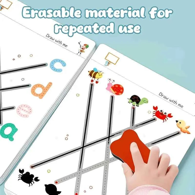 Reusable Magic Practice - 4-Book Set for Pen Control, Letters & Numbers | 128 Pages Handwriting Workbook for Kids Ages 3-8 | Homeschool & Classroom Supplies