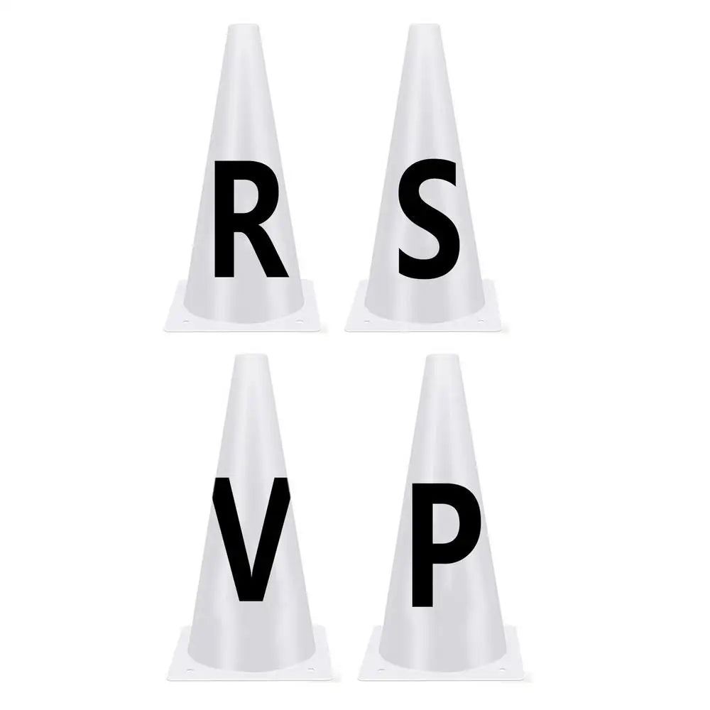 Horse Training Equipment. Portable White Dressage Letter Cone Set.  Stackable Sports Training Cone