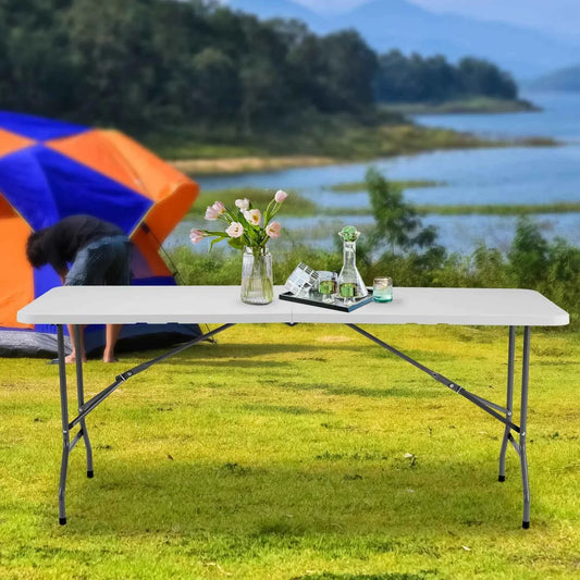 JHK Portable Folding Outdoor Camping or Hiking Table. Heavy Duty Foldable Table with Carrying Handle Safety Lock For Camping Furniture