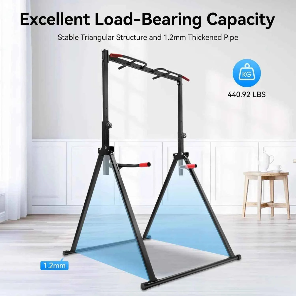 Pull Up Bar, Dip Bar.  Dip Station. Height Adjustable Free Standing Chin Up Bar. Home Gym Equipment 440LBS Weight