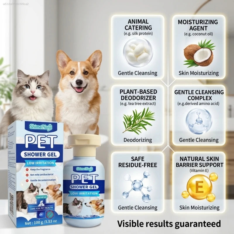 Pet Shampoo for Cats and Dogs, Gentle Plant Formula. Pet Bath Liquid, Moisturizing Pet Coat Cleanser, Pet Odor Removing Wash for Household Pet Grooming