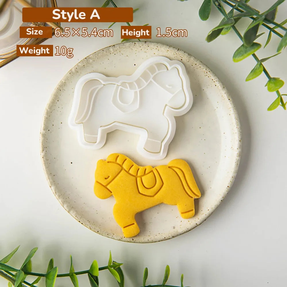 Cartoon Horse Cookie Mold Stamp. New Year Cookie Cutters, Biscuit Mold, Kitchen Baking Pastry Bakeware. DIY Tools