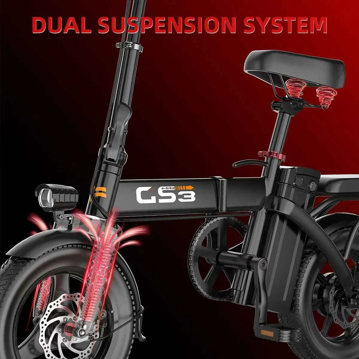 UPlee GS3 14inch Lightweight Folding Electric Bike for Adults. 48V, 15AH, 500W Motor Electric Bicycle, 25KM/H Max Speed. City Style E-bike