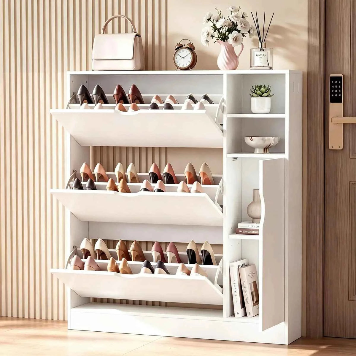 Storage Cabinet with 3 Flip Drawers and Storage Space, Adjustable Shelf, Large Capacity.  Customized