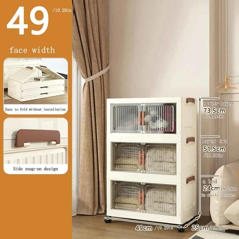 Foldable Storage Cabinet, No Installation Required, Multi-Layer Household Bedroom Clothes and Quilt Storage Cabinet, Extra-Large