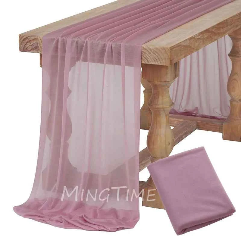 Soft Table Runner, Blush Dust Pink Gauze Rustic, For any Occasion. Dinning Ornament Decoration