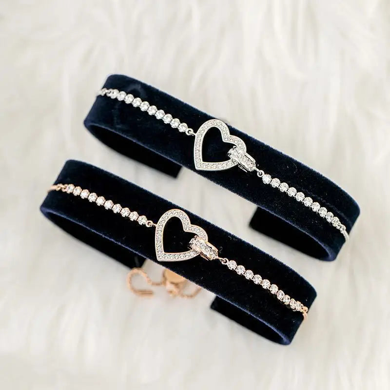 Buy One Get One Free S925 Sterling Silver Full Diamond Heart-shaped Pull-out Bracelet for Women 2026 New Model