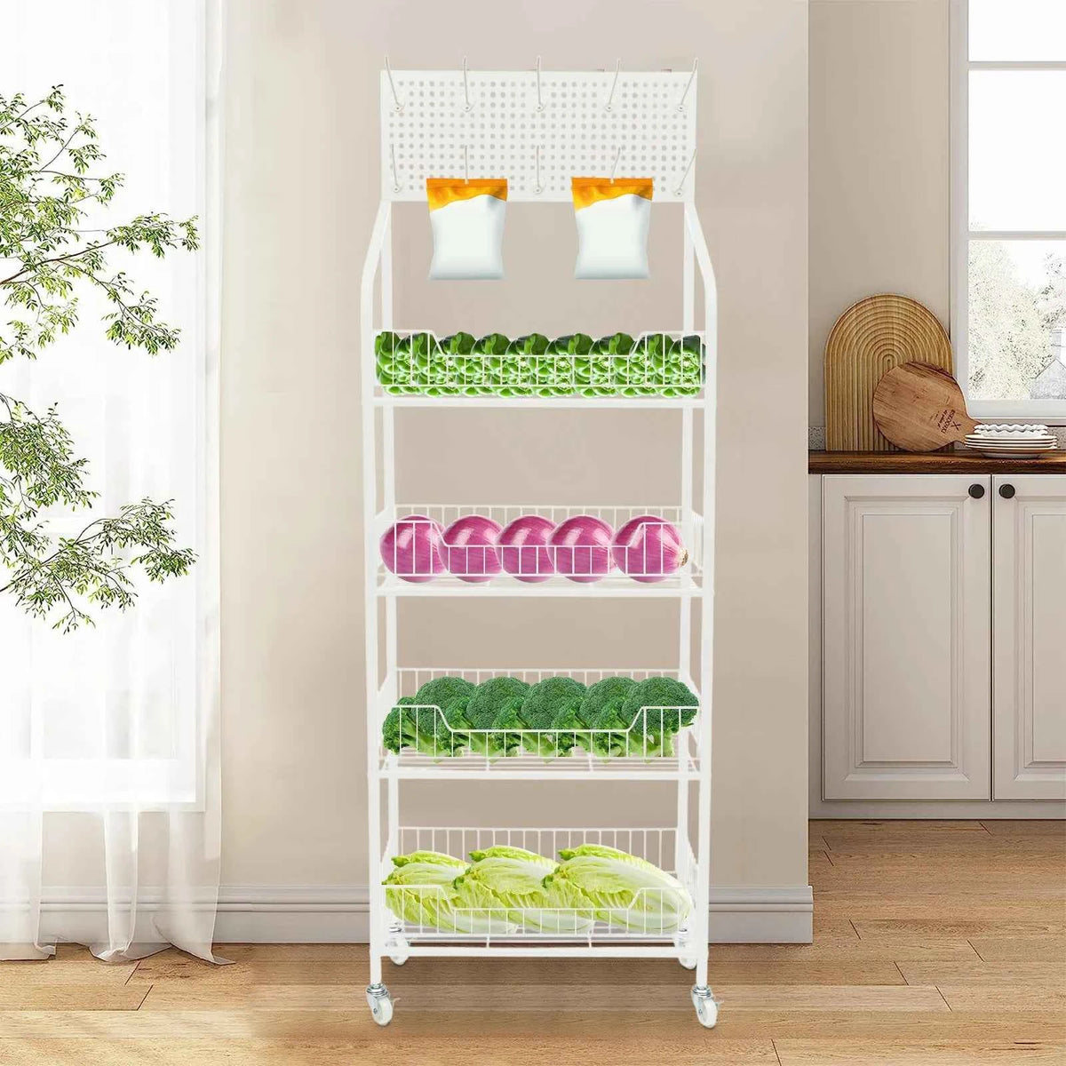 4-Tier Retail Display Rack Stand Snack Rack，Strong Bearing Capacity Iron Stand， Fruits, Toys, Food Display Organizer Stand