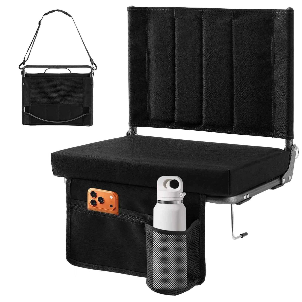 JHK Outdoor Foldable Seat with Back Support. Wide Portable Lightweight Chair with 3.15" Thick Padded Comfortable Seat
