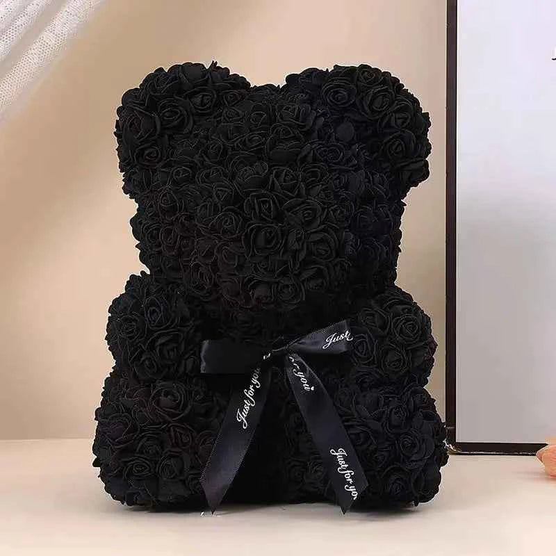 25cm Artificial Teddy Rose Flower Bear with Box. Romantic Valentines Day Gift, Girlfriend,  Anniversary, Wedding Party, Supplies