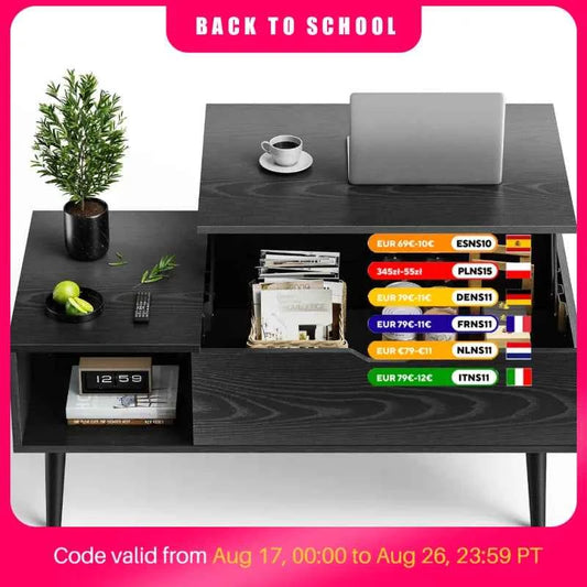 JHK Lift Top Tables For Living Room 39.37"x19.7"  Wood Dining Tables. Adjustable Storage Shelf, Easy Lift Or Lower
