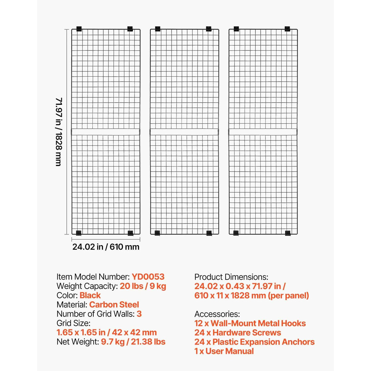 Grid Wall Panel. Wire Grid Panels. Display Rack Movable Art Display Shelf with Wheel Carbon Steel