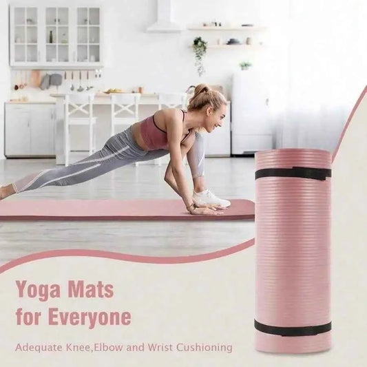 Yoga Mat  Extra Thick  For Exercise With Non-Slip Surface & Carry Strap