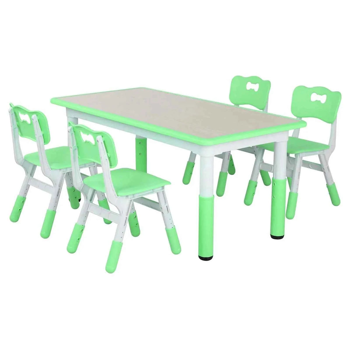 Homfa Rectangle Kids Table with 6 Chairs Set, Height Adjustable. Toddler Multi Activity Table Set, Arts & Crafts Desk for 2-10 years old.