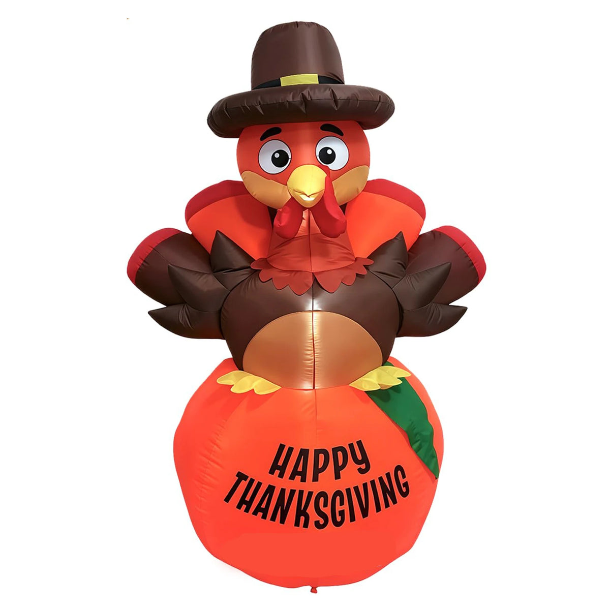 6ft Inflatable Thanksgiving Pumpkin and Turkey, With 7 Led Lights, Blower, Stakes & Ropes For Lawn, Porch, Garden.