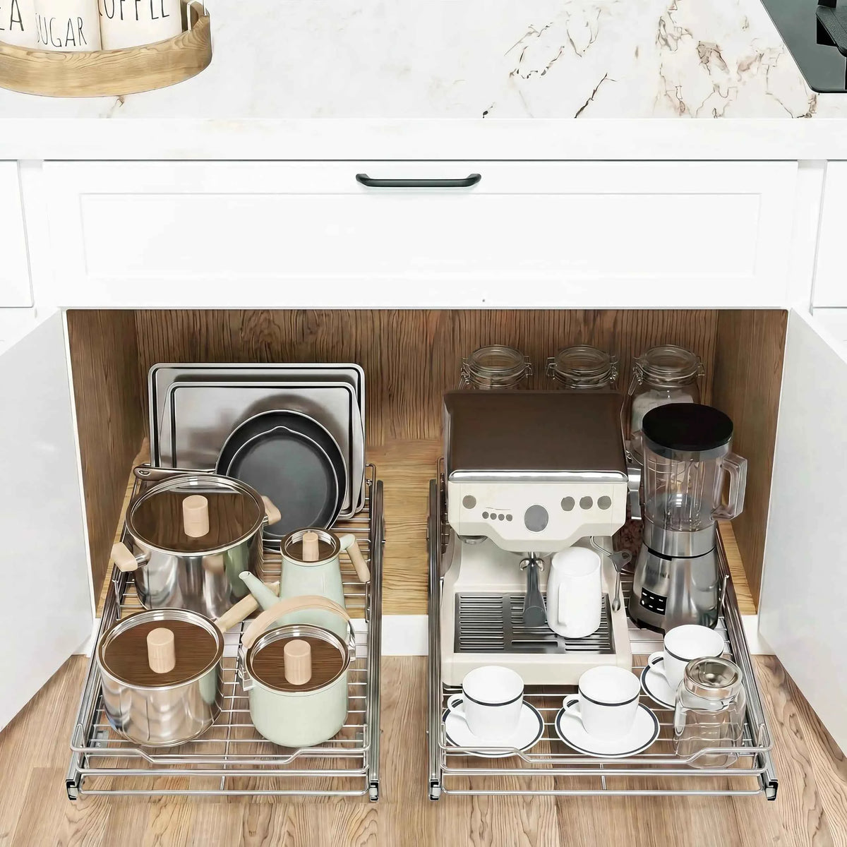 Pull Out Cabinet Organizer, It Is Heavy Duty. With A Full Extension Slide Out.