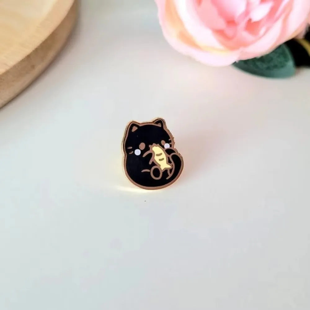9PCS/SET Cute Tiny Cat Enamel Pins. Kawaii Kitten Fish Badge Cartoon Animal Brooch for Jewelry Accessory Gifts for Cats' Lovers