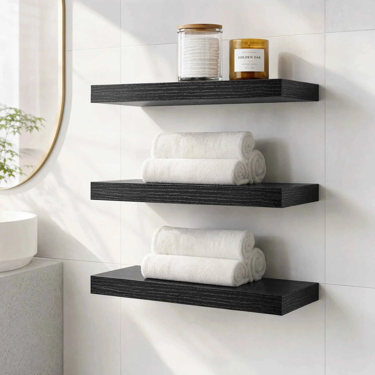 Set of 3, Floating Wall Shelves For Decor,  Mounted on the wall with  Invisible Brackets