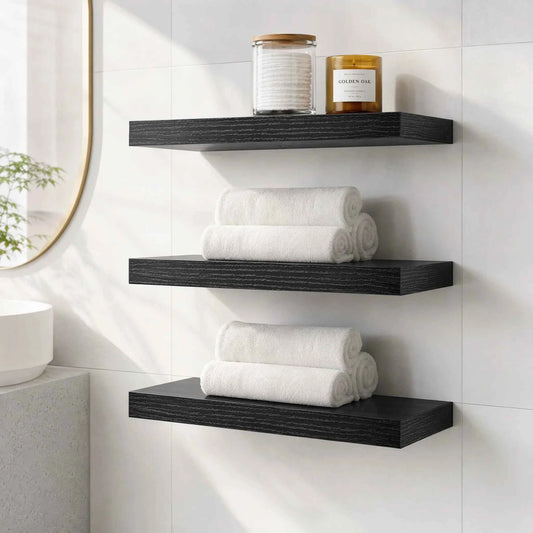 Set of 3, Floating Wall Shelves For Decor,  Mounted on the wall with  Invisible Brackets