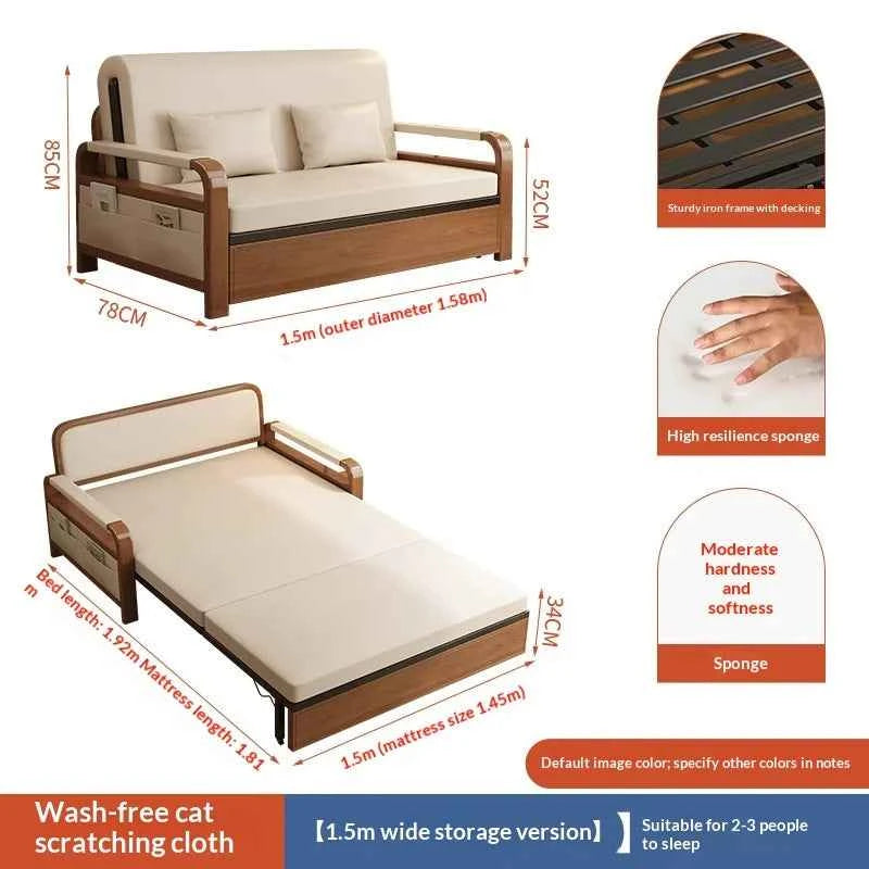 Light Luxury Foldable Sofa Bed. Convertible Couch.  Single Double Retractable Pull Out bed. Multifunctional