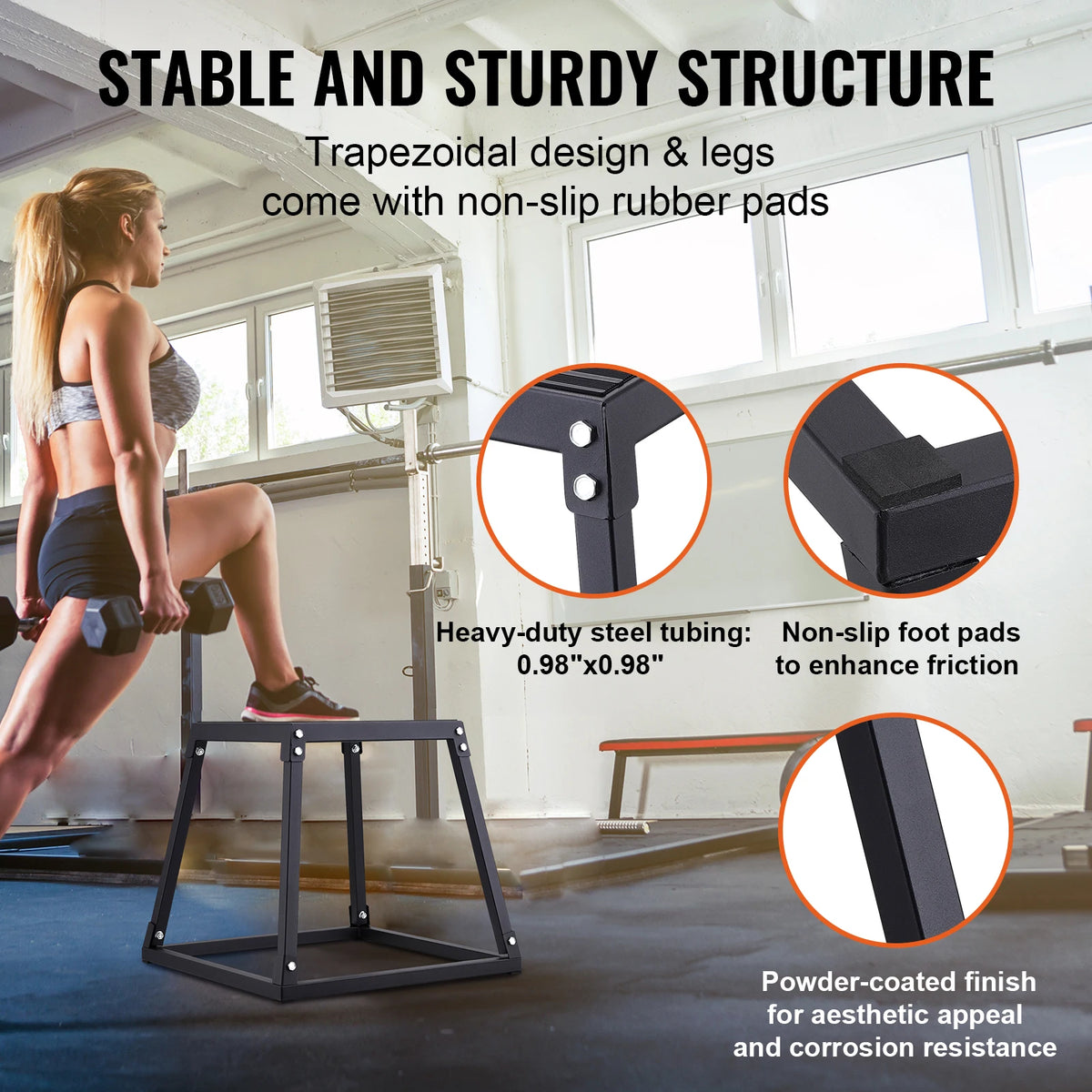 SucceBuy 12/18/24/30inch Plyometric Jump Box Platform. Black For Home Gym Training, Conditioning, Strength Training 3/4pcs