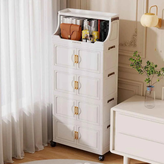 Multi-layer Storage Rack. Plastic Stand. Foldable Floor-standing Cabinet.