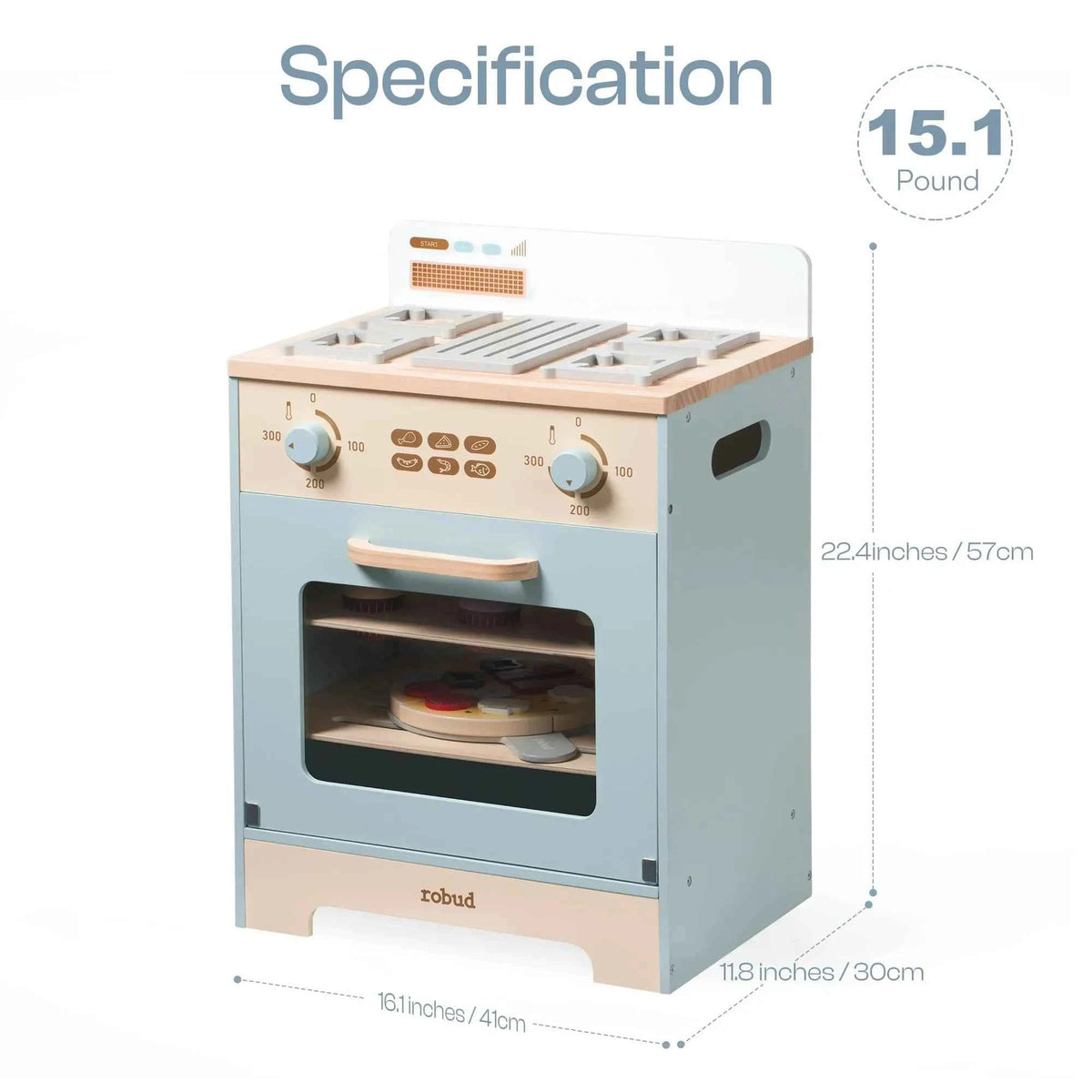 Robud Kids Wooden Play Kitchen. All in One Corner Set Includes Oven, Refrigerator, Washer. Perfect Gift for Little Chefs