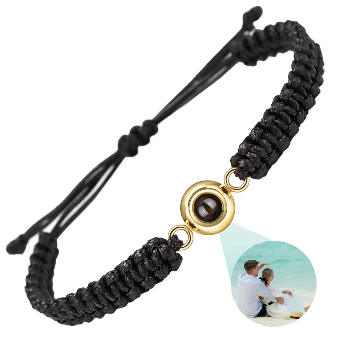 Custom Photo Projection Bracelet, Adjustable Woven Titanium Steel Pendant. DIY Picture Bracelet Jewelry. Valentine's Day Gift