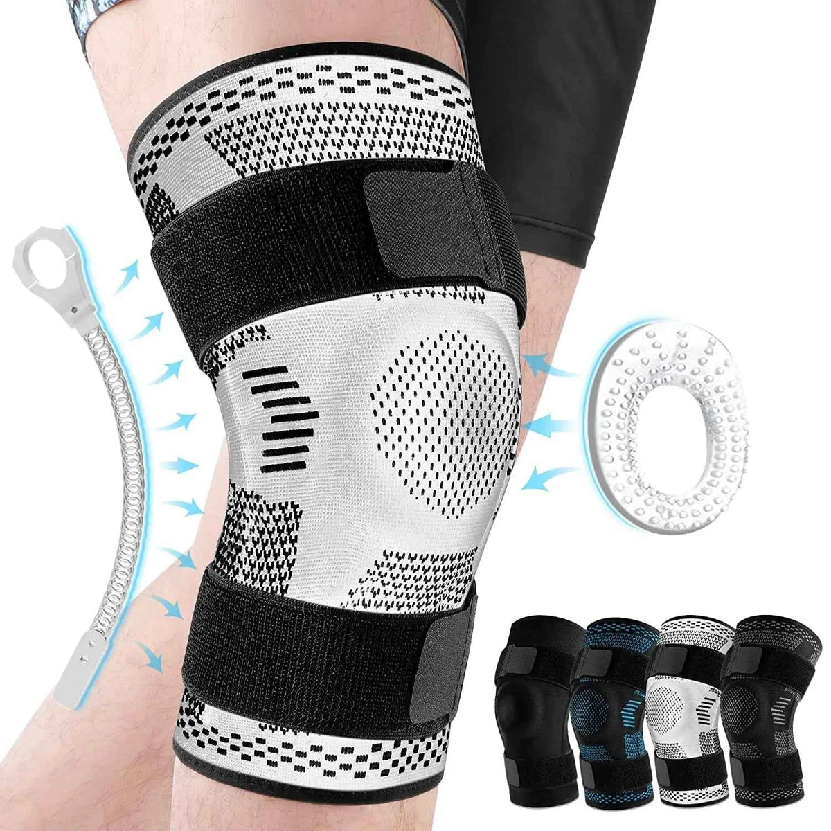 Sports Knee Pads for Knee Pain. Meniscus Tear Injury. Recovery with Side Stabilizers. Patella Gel Knee Support. Compression Sleeve