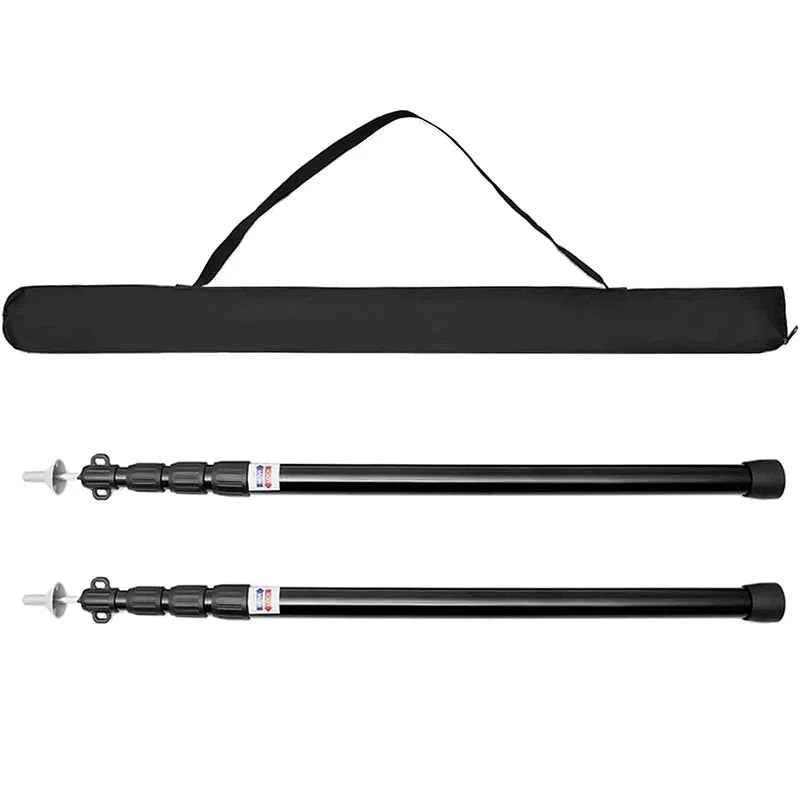 Adjustable Aluminum Telescopic Canopy Poles. Heavy Duty Wind Resistant Camping Awning Support Rods
